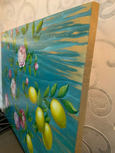 Load image into Gallery viewer, Flowers and Lemons on Blue - Nataliya Tokar Art
